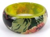 Wholesale Wooden bangle, colorful flower pattern