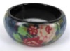 Wholesale Wooden bangle, colorful flower pattern