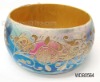 Wholesale Wooden bangle, carved colorful pattern