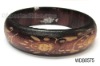 Wholesale Wooden bangle, carved colorful pattern