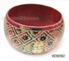 Wholesale Wooden bangle, carved colorful pattern