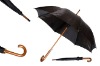 Wholesale 24" black color wooden handle and shaft rain umbrella