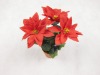 Wholesale artificial flower for christmas with pot,red poinsettia