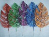 Wholesale christmas plastic&glitter artificial leave ornament