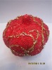Wholesale christmas decorative artificial red pumpkin with glass beads (LD-f012)