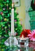 Wholesale hand press taper glass candle holder/tealight glass candle holder/dinner candle holder
