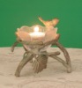 Small and light metal candle holder with glass cup