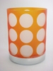 Wholesale orange doted glass candle holder with wooden base