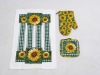 100% cotton material 3pcs kitchen set sunflower design
