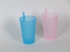 Wholesale plastic drinking cup with straw