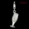 Fashion Alloy TS Silver Wine Glass Charm