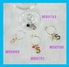 Wholesale Fashion alloy number glass wine charms set(MS0699)