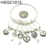 Wholesale Set of 6 pewter wine glass charms with holding ring