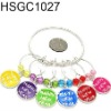 Wholesale Set of 6 pewter wine glass charms with holding ring