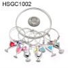 Wholesale Set of 6 pewter wine glass charms with holding ring