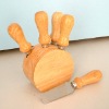 cheese knives with wooden block