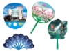 Wholesale adhesive sticker paper pp fan,o shape pp fan,7 fold fan