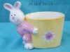 Ceramic planter w/Rabbit