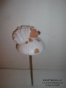 Wholesale ceramic garden stick white glaze animal hedgehog collectible