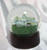 Polyresin tourist souvenir water globe wooden base