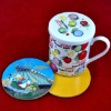 Wholesale promotional gifts round mdf glass tray