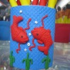 Wholesale Polymer clay red fish blue pen case