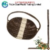 Plastic Rattan Oval Wicker Shopping Basket in Coffee with White Trim