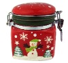 Wholesale ceramic christmas snowman airtight canister