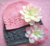 Wholesale baby crochet beanies beanie kufi hat with flowers
