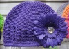 Wholesale Kid's crochet cap/knit baby hat with flower