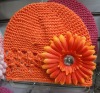 Wholesale Kid's crochet cap/knit baby hat with flower