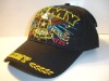 Wholesale washed baseball cap military cap with patch and embroidered