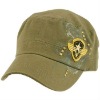 Wholesale washed military cap with patch and embroidered