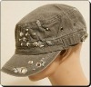 Wholesale washed military cap with patch and embroidered