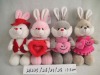 Wholesale plush bunny animal( with hear,hat and clothes)