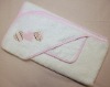Wholesale 100% cotton terry towel fabric baby bathcape hooded towel with aplique embroidery