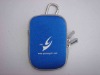 Wholesale soft neoprene blue camera bag case with silver carabiner