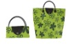 Wholesale green printing polyester folding shopping bag
