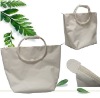 Wholesale 600D polyester promotional shopping bag with cotton handle