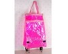 Clear PVC shopping bag with wheels