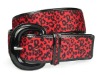 Wholesale Ladies Patent Leather Leopard Print Animal Fur Fashion Belt
