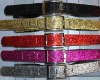 Nickle Square Buckle Glitter Belt