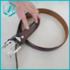 Wholesale Fashionable Needle Eagle buckle with double stitches shiny belts wholesale