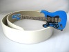 Wholesale white leather belt pu belt with guitar hip hop belt buckle
