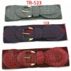 Leather covered buckle elastic belt TR523