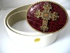 Wholesale white fashion pu belt with cross belt buckle