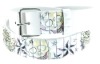 Wholesale White Belt W/ White Studs & Colorful Tattoo Design/3 Row Pyramid Studded Black Belt Strap