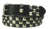 Wholesale Black Belt Pink Studs Fashion Snap Belt/3 Row Pyramid Studded Black Belt Strap