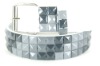 Wholesale White Belt W/ Grey Shades Studs/3 Row Pyramid Studded Black Belt Strap