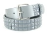 Wholesale Grey Studs On Grey Snap Leather Belt/3 Row Pyramid Studded Black Belt Strap